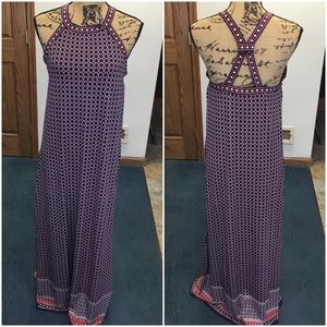 CYBER MONDAY SALE Max Studio Geometric Pattern Maxi Halter Dress